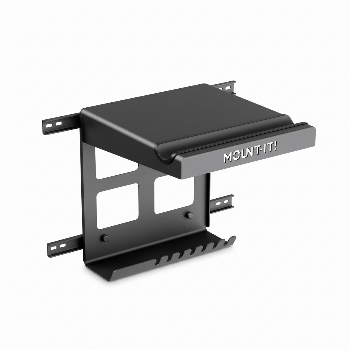 Carbon Steel Wall-Mounted Cycle Rack Black Finish Horizontal Bike Wall Mount Flat Top Shelf Cycle Storage Rack Rectangular Cutouts for Indoor Home, Garage