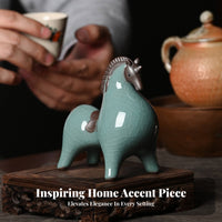 Tang Horse Figurine Symbol of Good Fortune Tang Design Horse Ornament Compact Size for Collectors, Business Owners, Entryway, Beverage Cabinet