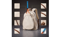 Water-Resistant Racket Backpack Wet Dry Separation Tennis Bag Padded Bag with Bottle Pocket Long-Lasting for Gym