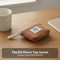 Waffle Change Purse With Wrist Strap Flower Wristlet Bag Cute Design Zippered Cosmetic Pouch for Women, Students, Daily Use, Inside Handbag, Backpack