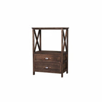 Farmhouse design End Table with Drawer and Basket Distressed Finish Nightstand Multi-Functional Bedside Cabinet space-saving Size for Homeowners, Apartment Dwellers, Small Spaces, Hallway, Entryway, Living Room
