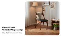Vintage Design Feline Ear Back Chair Solid Wood Legs Accent Seat High-Density Foam Cushion Household Furniture Ergonomic Backrest for Small Apartment Residents, Interior Design Enthusiasts, Homeowners, Dining Room, Bedroom, Home Office, Kitchen