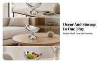 Fluted Pedestal Tray Desktop Moon-Shaped Tray Electroplated