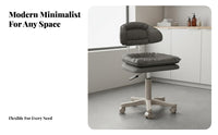 Support Cushioned Rolling Stool with Backrest Comfortable Cushion Adjustable Swivel Chair with Wheels Space Saving Height Adjustable Rolling Chair Easy to Assemble for Salon Professionals, Students, Adults, Reception Area, Study Room, Home, Bedroom