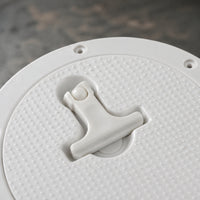 Deck Plate Cover with Pull Handle Pre-Drilled Marine  Deck Plate with Hinge Low-Profile Circular Access Cover for Boats, Yachts
