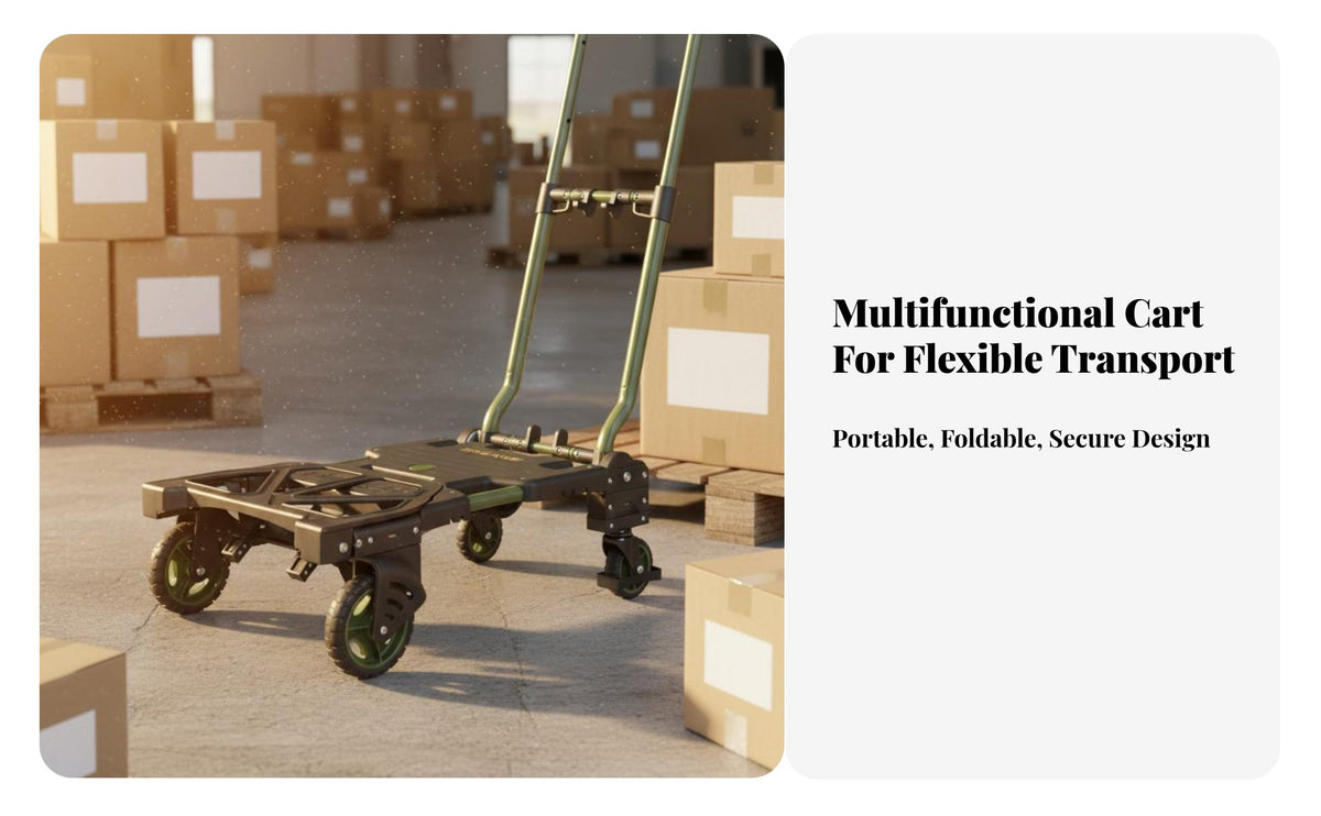 Foldable Hand Truck Adjustable Telescopic Handle Folding Hand Truck Versatile Foldable Moving Trolley for Homeowners, Outdoor, Travel, Shopping