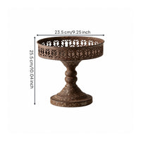 Decorative Iron Pedestal Tray Rustic Tray with Cutout Rim Farmhouse Stable for Cafes
