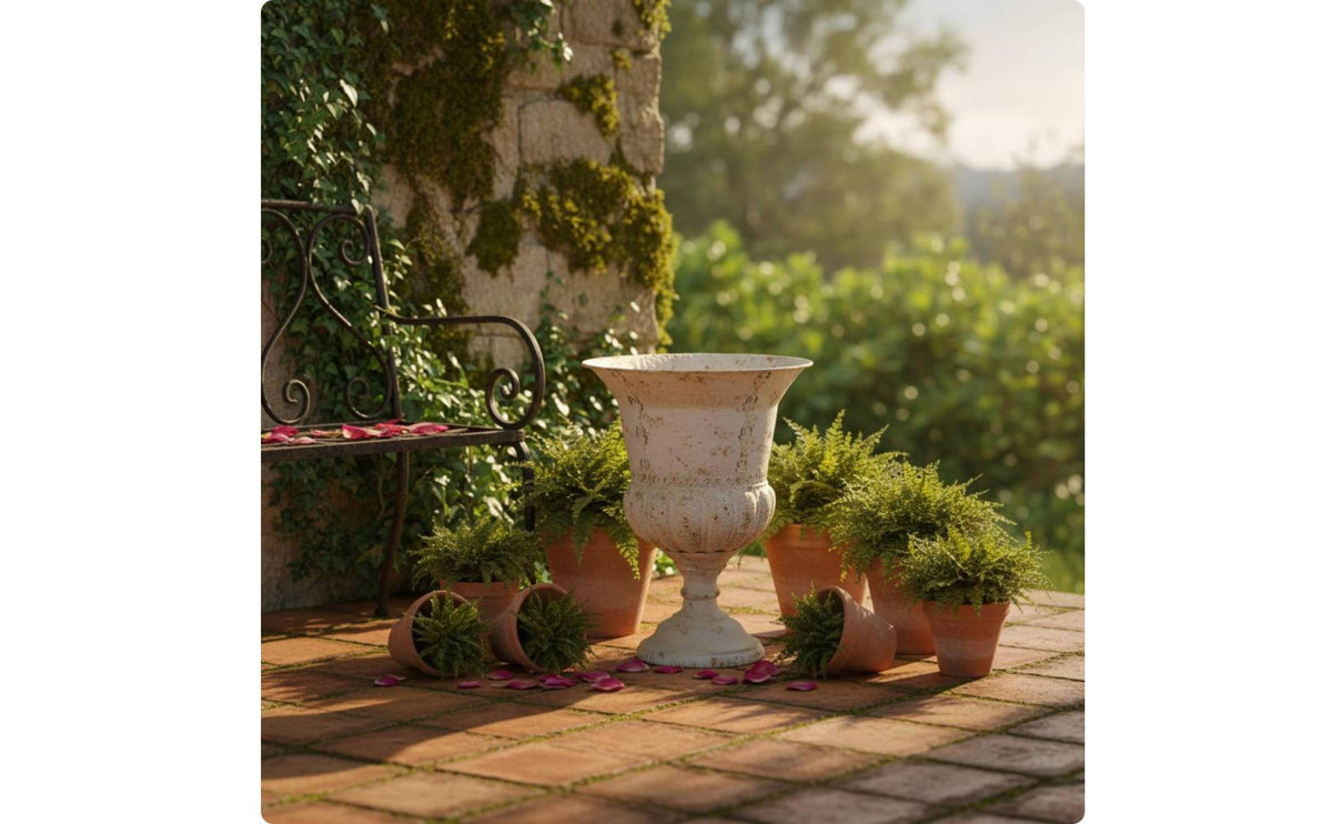 Roman Column Planter Indoor Outdoor Use Antique Pedestal Planter Ornate Design Roman Style Vase for Garden, Entryway