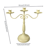 Metal Three-Arm Candelabra Vintage-Style 3-Arm Candelabra Curved Taper Candle Holder Sturdy for Weddings