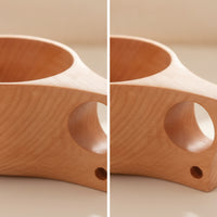 Beech Wood Cup Handheld Wooden Mug Cup with Handle Lightweight Elegant for Travel
