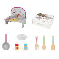 Wooden Culinary Playset Set Educational Pretend Cooking Playset Birthday Gift Toy Stovetop for Kids, Preschoolers