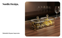 Acrylic Appetizer Tray Easy to Clean Compartment Serving Dish Textured Finish Gold Garnish Fruit Plate for Party Hosts, Hotel, Parties, Living Room