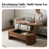 Nordic Design Lift-Top Coffee Table Multi-Functional Lift-Top Storage Table Space-Saving Living Room Furnishing Multipurpose Use for Apartment Dwellers, Telecommute Workers, Homeowners, Small Areas, Home Office, Lounge Area
