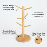Cup Stand Cup Holder, Coffee Bar Cup Holder, Coffee Cup Stand Cup, Bamboo Mug Tree Thicker, Mug Tree Thicker Base, Kitchen Countertop Storage Mug Tree