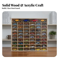 Toy Car Display Case Solid Wood Model Car Storage Rack Freestanding / Tabletop Use Desktop Display Cabinet for Kids, Playroom