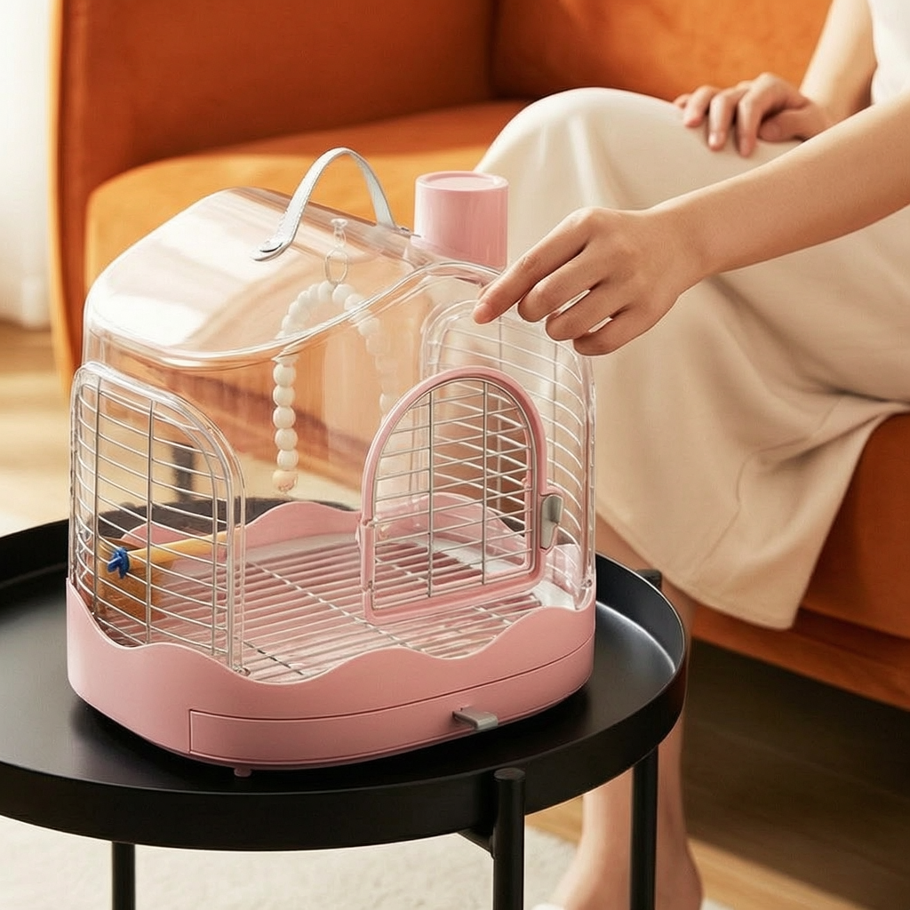 Portable Parrot Carrier Cage for Cockatiels and Budgies, Small Bird Travel Cage with Handle, Mini Bird Outing Bag