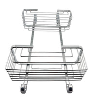 METALIQUE 201 Stainless Steel Double-Layer Bathroom Organizer Shelf, Square Wire Basket, Chrome