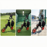 Compact 3-Wheel Golf Push Cart Adjustable Foldable Golf Push Cart Stable Ergonomic for Golfers