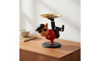 French Canine Statue Tray Creative Design Entryway Table Decor Breakdancing Dog Storage Tray Desktop Organizer for Office Desk