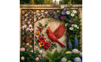Floral Bird Wall Art Raised Detailing Home Decor Painted