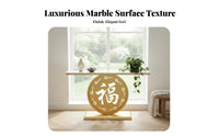 Light Luxury Design Console with Fu Character Base Scratch Resistant Top Accent Table Rounded Corners Household Furnishing Easy to Clean for Homeowners, Interior Design Enthusiasts, Hotel Managers, Entryway, Hallway, Living Room