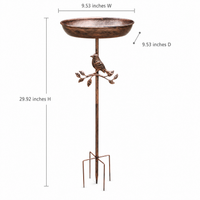Cast Iron Water Bowl for Birds, 76cm Garden Ornament, Distressed Bronze Outdoor