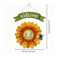 Hanging Floral Welcome Sign 3D Iron Welcome Plaque Rustic Placa Colgante De Metal Farmhouse for Front Porch, Entryway, Garden, Patio