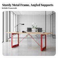Spacious worksurface Panel Leg Desk Natural Wood Look Large Desk with Metal Legs Multi-Purpose Office Furniture Modern Design for Remote Workers, Professionals, Homeowners, Conference Room, Studio, Bedroom