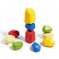 10 Pieces Wooden Stacking Stones Geometric Stacking Blocks Educational