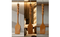 Wooden with Hanging Hole Smooth-Polished Wooden Long-Handled Turner with Hanging Hole for Home Cooks, Kitchen