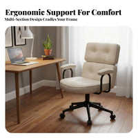 Retro Design Upholstered Swivel Armchair Reclining Backrest Channel-Tufted Swivel Chair Ergonomic Support Home Seating Adjustable Height for Telecommuting Workers, Students, Women, Study Room, Bedroom