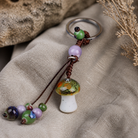 Jingdezhen Ceramic Mushroom Keychain Ethnic Style Bag Charm