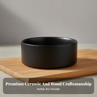 Easy to Clean Ceramic Cat Bowls with Stand Reduces Neck Strain Double Ceramic Pet Bowl Set Whisker Friendly for Cats, Small Dogs