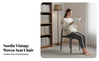 Breathable Weave Plastic Rattan Back Chair Single-Piece Molded Faux Cane Dining Chair No Assembly Required Household Furniture Long-Lasting Construction for Restaurant Owners, Interior Designers, Living Room, Lounge, Balcony, Home Office
