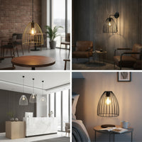 Lamp Shade Frame with Wire Cage Industrial Birdcage Lamp Shade Birdcage Lampshade Retro Hardware Vintage for DIYers, Cafe