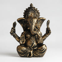 Antique Bronze Style Ganesha Figurine Stone-Like Ganesha Statue Resin Hindu Elephant God Figurine Tabletop for Home Altar, Meditation Room, Desk