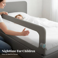 Easy Installation Infant Bed Safety Barrier Sturdy Metal Frame Folding Bed Guard Foldable Bedside Fence U-Shaped Base for Toddlers, Infants, Parents, Nursery, Bedroom, Sleep Time, Home