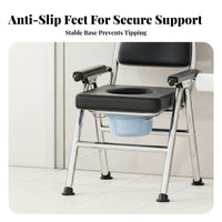 Foldable Adjustable Height Toilet Frame Two-in-Single-Use Commode Chair Multi-Purpose Bathroom Safety Aid Heavy Duty for Women, People with Disabilities, Post-Surgery Patients, Bedside, Home Care, Bedroom