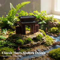 Bonsai Landscape Decoration Intricate Details Bonsai House Decoration Intricately Detailed Miniature Chinese House for DIY Arrangers, Rockery, Desktop