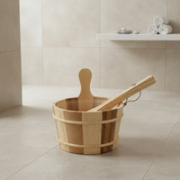 Sauna Bucket and Ladle Set Wood Sauna Bucket with Ladle Traditional for Spa Owners, Steam Room