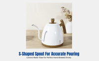 Temperature Control Gooseneck Kettle, Stainless Steel, Adjustable Thermostat, Electric Smart Kettle for Coffee and Tea