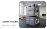 4 Pieces 4 Piece Plyometric Box Set Shock-Absorbing Stackable Bound Box Set Long-Lasting Stable for Beginners, Home Gym