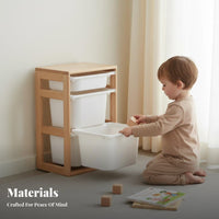 Solid Wood Construction Wooden Storage Cabinet with Bins Child-Centered Inspired Toy Organizer Child-Friendly Design children's Furniture Rounded Corners for Toddlers, Teachers, Parents, Playroom, Preschool, Kindergarten, Classroom