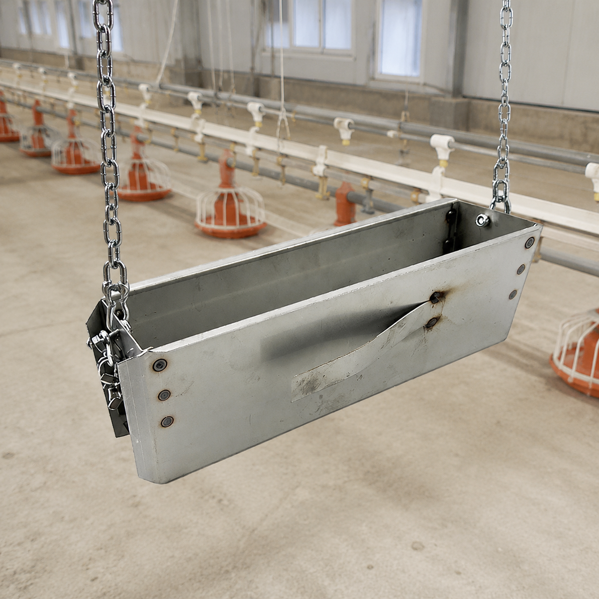 Galvanized Steel Chicken Feeder, Adjustable Hanging Poultry Feed Dispenser, Double Support Feeder for Backyard Keepers