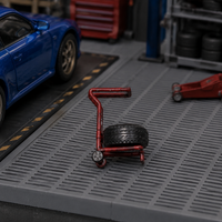 Miniature Tire Dolly, 1/64 Scale, Model Tire Dolly, Garage Diorama Accessories, Approximately 2cm, Resin-made