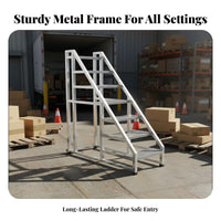 Warehouse Non-Slip Stair Ladder High Load Capacity Industrial Step Stairs Easy to Move Rolling Ladder with Wheels for Stockroom, Workshop, Supermarket
