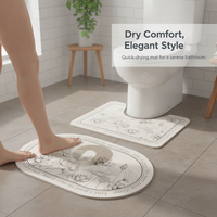 Diatomaceous Earth Absorbent Bathroom Mat Set - Non-Slip Quick Dry Toilet U-Shaped & Bath Mat
