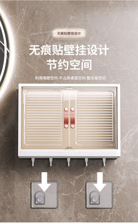 卫生间小壁柜浴室置物架墙上厕所洗漱台马桶上方洗手间壁挂收纳柜 【升级双层白色装】带抽屉+6挂钩