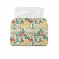 toadstool artwork Illustrated Tissue Box Cover artistic Design Decorative Tissue Container Colorful Print Home Decor Great Gift concept for Nature Lovers, Office Workers, Living Room, Bedroom, Coffee Table, Kitchen Countertop