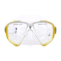 Diving Facepiece with Hardened Glass Leak-Watertight Two-Lens Underwater Eyewear Anti-Fog Goggles for Snorkelers, Swimmers, Snorkeling, Sea
